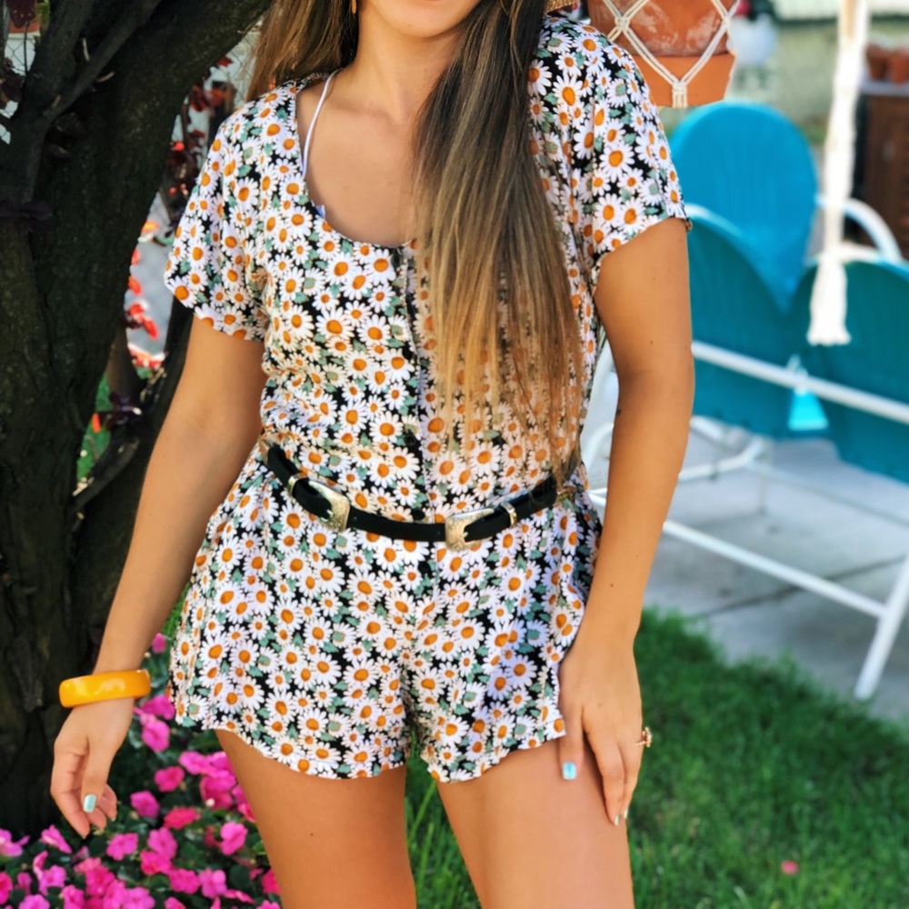 Daisy fabric vintage romper